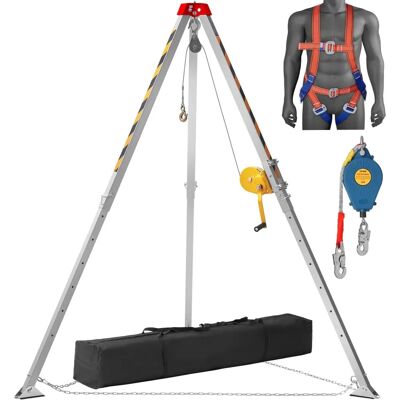 Kit de Trípode de Rescate VEVOR - 1200 lbs, Piernas ajustables, Anticaídas Kit de Trípode de Rescate VEVOR - 1200 lbs, Piernas ajustables, Anticaídas