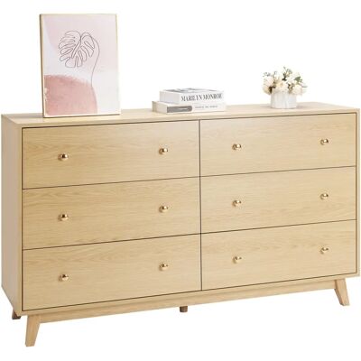 Succebuy Light Wood 6-Drawer Dresser - Storage Organizer Succebuy Light Wood 6-Drawer Dresser - Storage Organizer