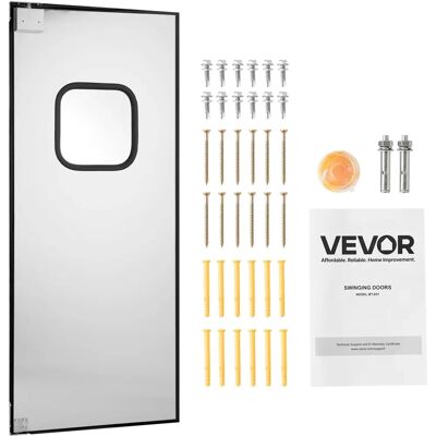 Porta battente commerciale in acciaio inox Succebuy - 36"L x 84"H - Pannello singolo Porta battente commerciale in acciaio inox Succebuy - 36"L x 84"H - Pannello singolo