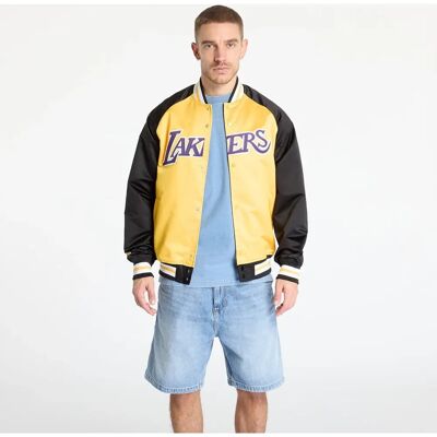 Giacca Mitchell & Ness Lakers Satin - Logo Vintage NBA - Nero/Oro Giacca Mitchell & Ness Lakers Satin - Logo Vintage NBA - Nero/Oro