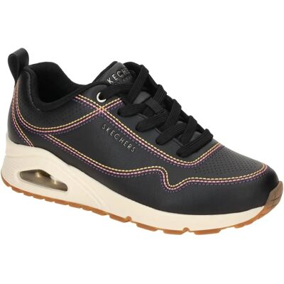 SKECHERS UNO-LUXURIOUS STITCHES Sneaker - Sportlich, Leder, Plateau, Schwarz SKECHERS UNO-LUXURIOUS STITCHES Sneaker - Sportlich, Leder, Plateau, Schwarz