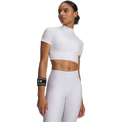 Under Armour - HeatGear Crop Mock - Weiß - L - T-Shirt Under Armour - HeatGear Crop Mock - Weiß - L - T-Shirt