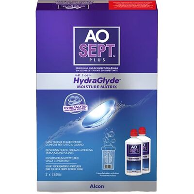 Alcon AOSept Plus mit HydraGlyde Doppelpack 2x360 ml Kontaktlinsen-Pflegemittel Alcon AOSept Plus mit HydraGlyde Doppelpack 2x360 ml Kontaktlinsen-Pflegemittel