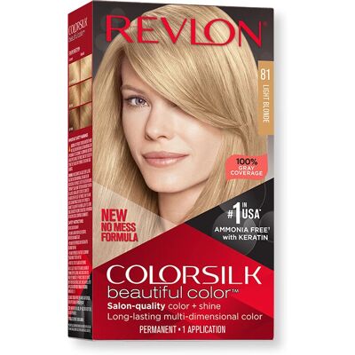 Coloration cheveux blond clair Revlon - Sans ammoniaque, technologie gel 3D - Couverture des gris Coloration cheveux blond clair Revlon - Sans ammoniaque, technologie gel 3D - Couverture des gris