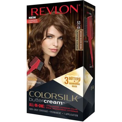 Coloration Permanente Moyen Doré de Revlon - Sans Ammoniac - Publicité Coloration Permanente Moyen Doré de Revlon - Sans Ammoniac - Publicité