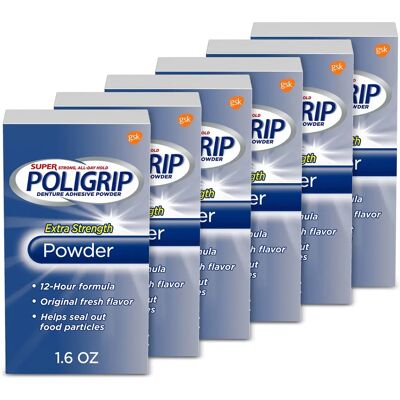 Poligrip Brand Model - Denture Adhesive Powder - Extra Strength - 6 Pack Poligrip Brand Model - Denture Adhesive Powder - Extra Strength - 6 Pack