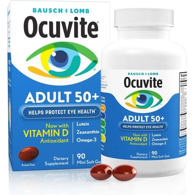 Bausch & Lomb - Ocuvite Adult 50+ - Eye Vitamin & Mineral - 90 Softgels - Eye vitamin supplement Bausch & Lomb - Ocuvite Adult 50+ - Eye Vitamin & Mineral - 90 Softgels - Eye vitamin supplement