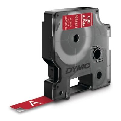 Dymo D1 Tartós címkenyomtató szalag - Piros/Fehér - 12mm x 7m Dymo D1 Tartós címkenyomtató szalag - Piros/Fehér - 12mm x 7m