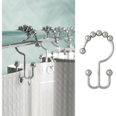 Maytex Duschhaken - 12er Pack - Chrom - Einfach Installation - Duschvorhangringe Maytex Duschhaken - 12er Pack - Chrom - Einfach Installation - Duschvorhangringe