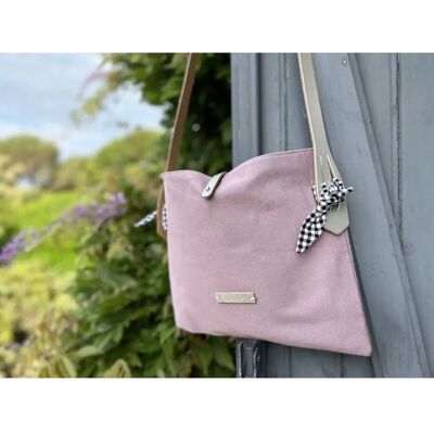 Miyako - Kit sac de tote - Lilas - Vichy noir et blanc - Kit sac couture - Publicité Miyako - Kit sac de tote - Lilas - Vichy noir et blanc - Kit sac couture - Publicité