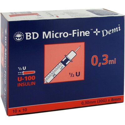 BD Micro-Fine+ U100 0,3ml Insulinspritze 8mm BD Micro-Fine+ U100 0,3ml Insulinspritze 8mm