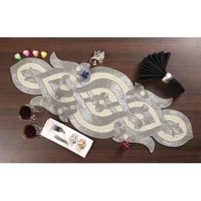 Light & Pro Beaded Table Runner 13x36 Infinity, Ivory - Table Runner Light & Pro Beaded Table Runner 13x36 Infinity, Ivory - Table Runner