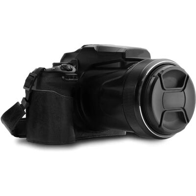 MegaGear Nikon Coolpix P1000 Lederen Camera Half Case met Draagriem MegaGear Nikon Coolpix P1000 Lederen Camera Half Case met Draagriem