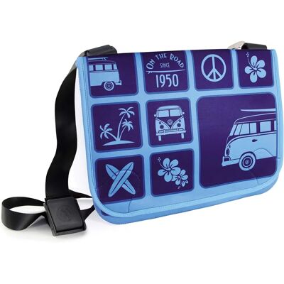 Volkswagen T1 Bulli Neopren Schultertasche - Groß, Blau Volkswagen T1 Bulli Neopren Schultertasche - Groß, Blau