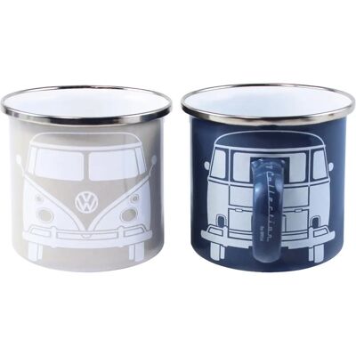 Set med 2 emaljmuggar VW Collection T1 Bus 350 ml Blå / Grå - Muggar Set med 2 emaljmuggar VW Collection T1 Bus 350 ml Blå / Grå - Muggar