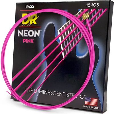 DR NPB-45 Neon Pink Bassestrings - Medium - Bassestrings DR NPB-45 Neon Pink Bassestrings - Medium - Bassestrings