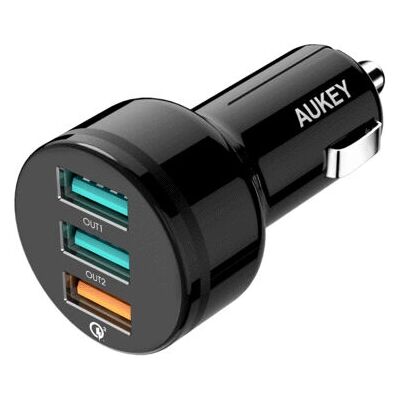 Caricatore auto Aukey - Quick Charge 3.0 3 USB 42W Nero Caricatore auto Aukey - Quick Charge 3.0 3 USB 42W Nero