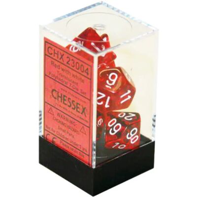 Chessex Rote/Weiße Translucente D7 Würfel-Set - Würfelart Chessex Rote/Weiße Translucente D7 Würfel-Set - Würfelart