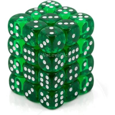 Dé Translucides CHESSEX Vert - 36 Pièces - Dés - Publicité Dé Translucides CHESSEX Vert - 36 Pièces - Dés - Publicité