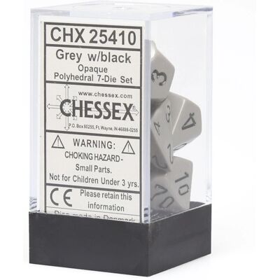 Set de Dés D7 Gris Foncé/Noir Chessex - Jeu de Dés - Publicité Set de Dés D7 Gris Foncé/Noir Chessex - Jeu de Dés - Publicité