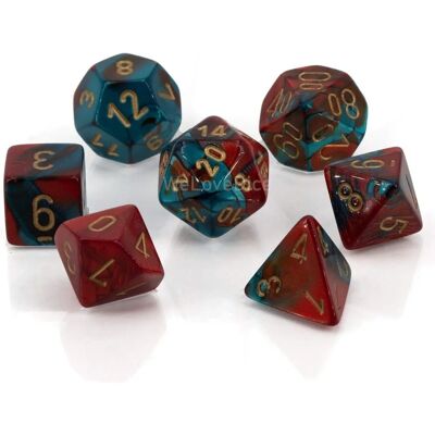Chessex Modèle D7 Ensemble de Dés - Rouge Teal/Or - Bords Aigus, Unique - Publicité Chessex Modèle D7 Ensemble de Dés - Rouge Teal/Or - Bords Aigus, Unique - Publicité