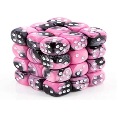 Chessex - Gemini 12mm d6 - Schwarz-Pink/Weiß - Würfelblock Chessex - Gemini 12mm d6 - Schwarz-Pink/Weiß - Würfelblock
