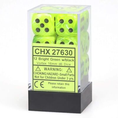 Chessex Vortex 16 mm Green/Black Dice - Dice Chessex Vortex 16 mm Green/Black Dice - Dice