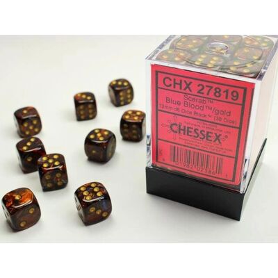 Chessex - Scarab - Blau mit Gold - 12mm - Würfelblock Chessex - Scarab - Blau mit Gold - 12mm - Würfelblock
