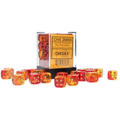 Chessex Gemini 12mm D6 Würfelblock - 36 Stück - Rot-Gelb/Gold Chessex Gemini 12mm D6 Würfelblock - 36 Stück - Rot-Gelb/Gold