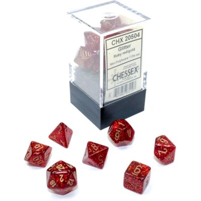 Chessex Mini Dés Pailletés Rouge / Or - dés - Publicité Chessex Mini Dés Pailletés Rouge / Or - dés - Publicité