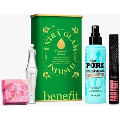 Benefit Benefit Extra Glam Infused Sminke Gavesett - Mascara, Bryngel, Blush, Setting Spray Benefit Benefit Extra Glam Infused Sminke Gavesett - Mascara, Bryngel, Blush, Setting Spray