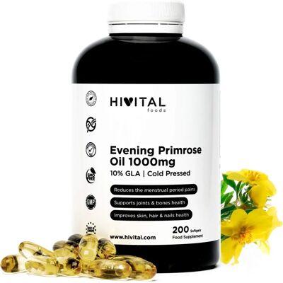 Hivital Aceite de Onagra 1000mg - 200 Perlas para más de 6 meses Hivital Aceite de Onagra 1000mg - 200 Perlas para más de 6 meses