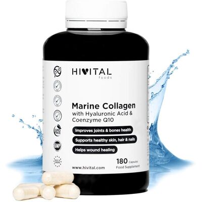 Hivital Colágeno Marino con Ácido Hialurónico, Q10, Vitamina C y Zinc - Complemento Alimenticio Hivital Colágeno Marino con Ácido Hialurónico, Q10, Vitamina C y Zinc - Complemento Alimenticio