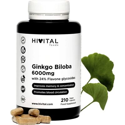 Hivital Ginkgo Biloba 6000 mg - Memoria Concentrazione - 210 Capsule Vegane Hivital Ginkgo Biloba 6000 mg - Memoria Concentrazione - 210 Capsule Vegane