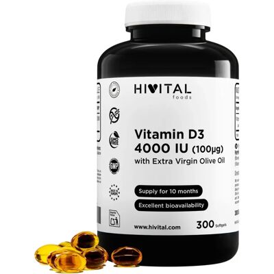 Hivital Vitamina D3 4000 IU - 300 Perlas para más de 10 meses Hivital Vitamina D3 4000 IU - 300 Perlas para más de 10 meses