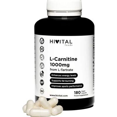 Hivital L-Carnitina Pura 1000 mg - Cápsulas Veganas - Suplemento Dietético Hivital L-Carnitina Pura 1000 mg - Cápsulas Veganas - Suplemento Dietético