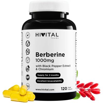 Hivital Berberina - 1000 mg, 120 Cápsulas Veganas - Suplementos Hivital Berberina - 1000 mg, 120 Cápsulas Veganas - Suplementos
