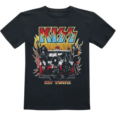 Kiss On Fire Unisex T-Shirt - 98/104 bis 134/146 - Schwarz Kiss On Fire Unisex T-Shirt - 98/104 bis 134/146 - Schwarz