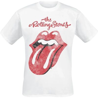 The Rolling Stones Klassischer Zunge Weiß T-Shirt - T-Shirt The Rolling Stones Klassischer Zunge Weiß T-Shirt - T-Shirt