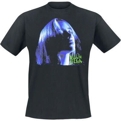 Billie Eilish Neon Blue Shadow Kurzeslee T-Shirt - Herren - Schwarz - Reguläre Passform Billie Eilish Neon Blue Shadow Kurzeslee T-Shirt - Herren - Schwarz - Reguläre Passform