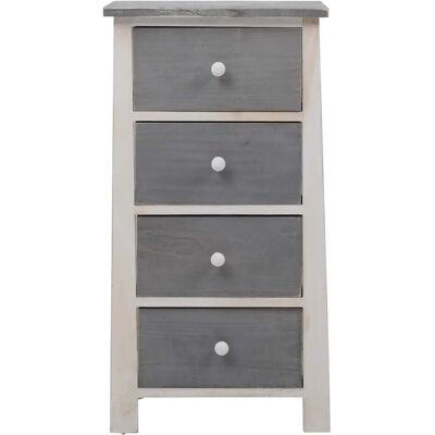 Comodino Rebecca - 4 Cassetti - Bianco Grigio - 73x37x27 cm - Arredamento Camera Comodino Rebecca - 4 Cassetti - Bianco Grigio - 73x37x27 cm - Arredamento Camera