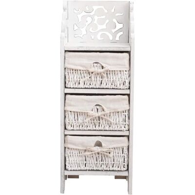 Mobili Rebecca Nachttisch 3 Schubladen Weiß Holz Shabby - Beistelltisch Mobili Rebecca Nachttisch 3 Schubladen Weiß Holz Shabby - Beistelltisch