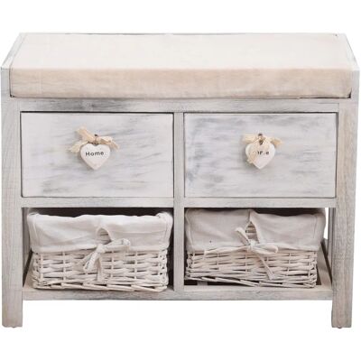 Mobili Rebecca Rebecca Möbelbank 2 Schubladen 2 Körbe Holz Rattan Weiß Shabby Chic Mobili Rebecca Rebecca Möbelbank 2 Schubladen 2 Körbe Holz Rattan Weiß Shabby Chic