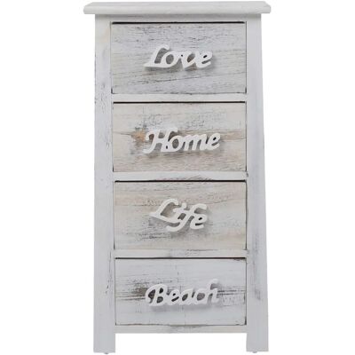 Rebecca Nachttisch - Vintage Shabby Stil, 4 Schubladen, 73x37x27 cm Rebecca Nachttisch - Vintage Shabby Stil, 4 Schubladen, 73x37x27 cm