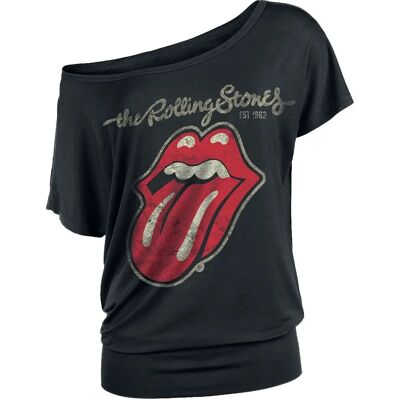 The Rolling Stones Plastered Tongue T-Shirt - Damen - Schwarz The Rolling Stones Plastered Tongue T-Shirt - Damen - Schwarz