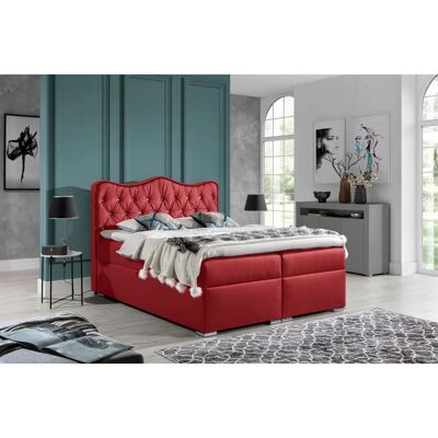 Fun Moebel - SAHAN - 180x200 cm - Rot - Kunstleder - Boxspringbett Fun Moebel - SAHAN - 180x200 cm - Rot - Kunstleder - Boxspringbett