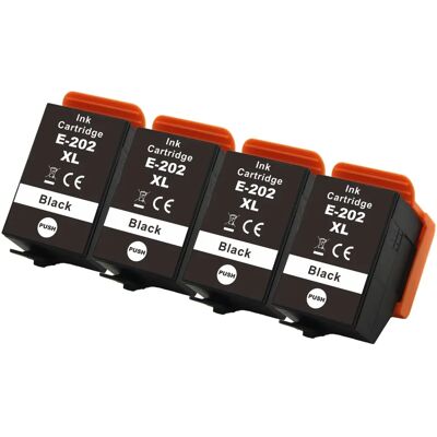 Go Inks 4 cartouches d'encre noire - Remplacement pour Epson 202XLBk - Publicité Go Inks 4 cartouches d'encre noire - Remplacement pour Epson 202XLBk - Publicité