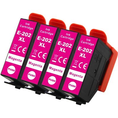 Go Inks 4 Cartouches d'encre magenta - Remplacement Epson 202XLM - Non OEM - Publicité Go Inks 4 Cartouches d'encre magenta - Remplacement Epson 202XLM - Non OEM - Publicité