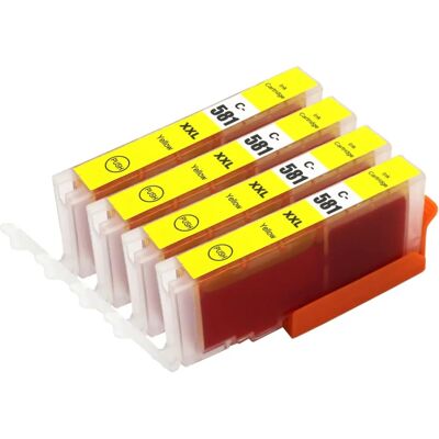 Go Inks Compatible CLI-581Y Ink Cartridge Yellow - 4 Pack Go Inks Compatible CLI-581Y Ink Cartridge Yellow - 4 Pack
