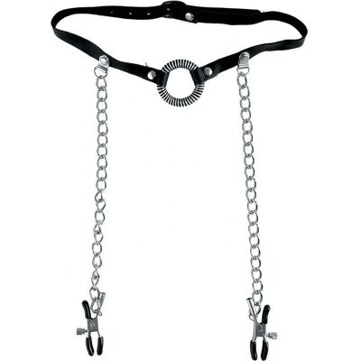 Pipedream BDSM Fetish Gear Verstelbare Lederen Nippelklemmen Ketting Pipedream BDSM Fetish Gear Verstelbare Lederen Nippelklemmen Ketting